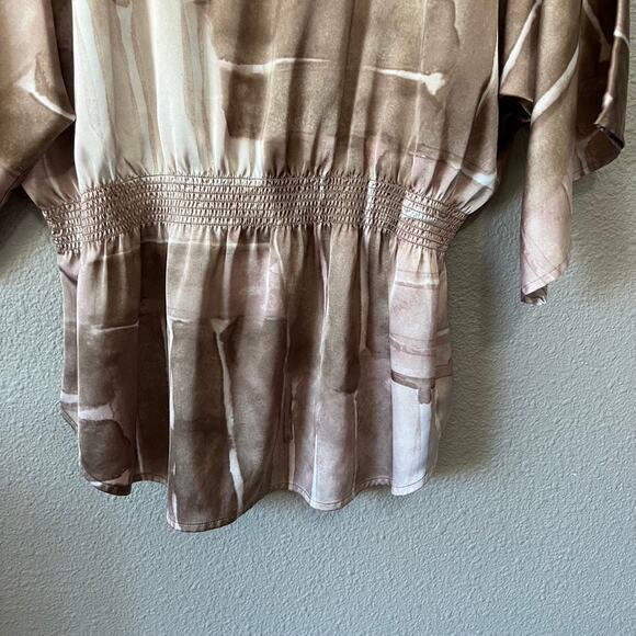 Chicos Neutral Watercolor Cinch Waist Longline Kimono Sleeve Womens Blouse 2 - Picture 5 of 6